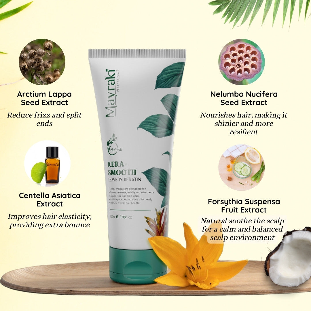 Mayraki Kera-Smooth Leave-in Keratin Hair Lotion(100 ml/3.38 fl.oz)