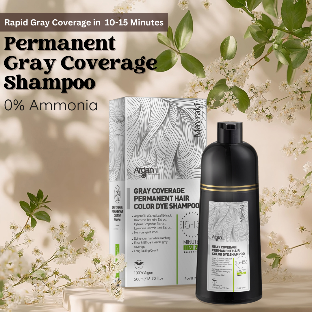 Gray Coverage Permanent Hair Color Dye Shampoo 100% Vegan 500ml/16.90 fl.oz