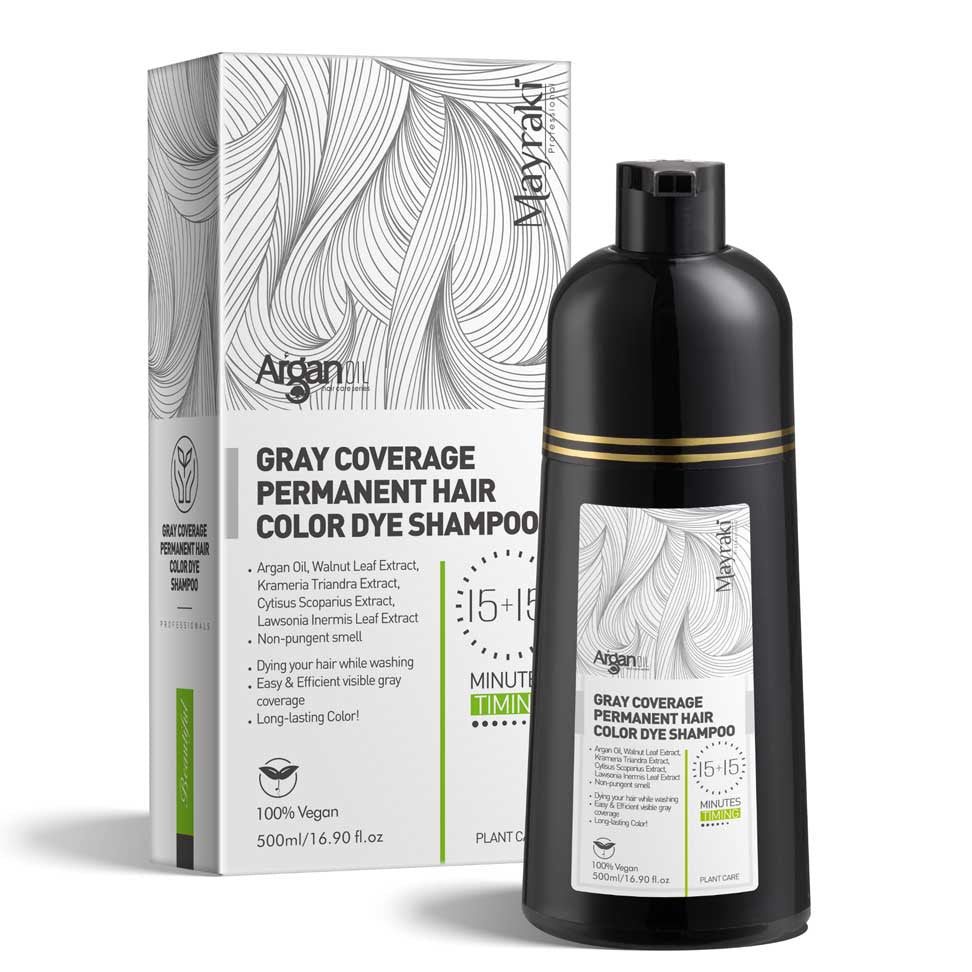 Gray Coverage Permanent Hair Color Dye Shampoo (15+15 Minute Timing)