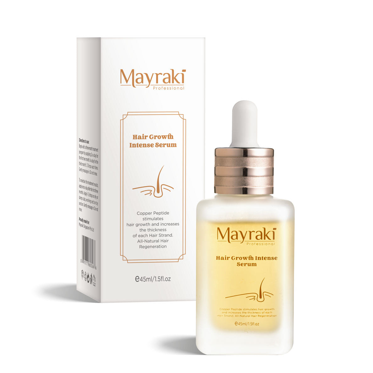 Mayraki Hair Growth Serum Intense with Copper Peptide GHK-Cu - Hair growth serum for woman and man, hair growth oil, hair regrowth treatment, hair growth stimulator | 45 ml/1.52 fl. oz