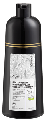 Gray Coverage Permanent Hair Color Dye Shampoo 100% Vegan 500ml/16.90 fl.oz